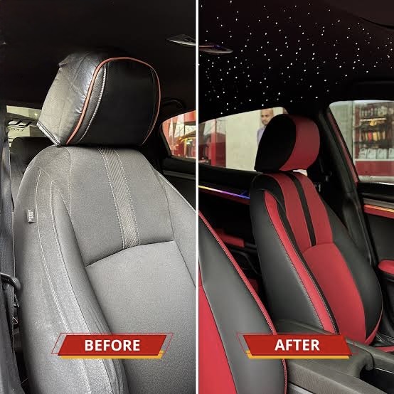 Before and after car interior upgrade